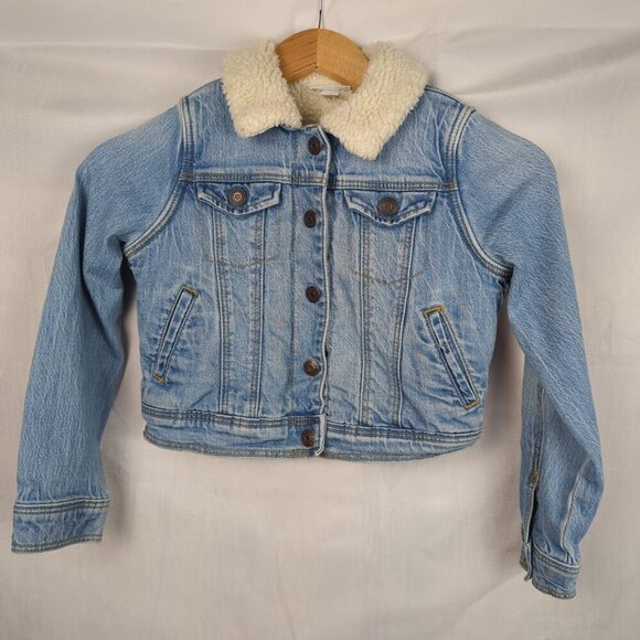 Cat & Jack Other - Cat & Jack Cropped Jean Jacket with Faux Fur Lining